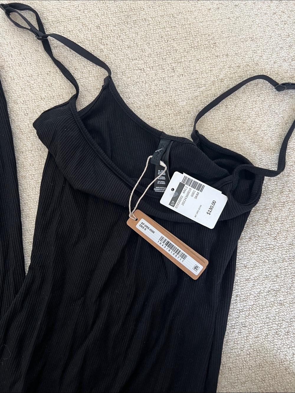 SKIMS Black Ribbed Slip Dress